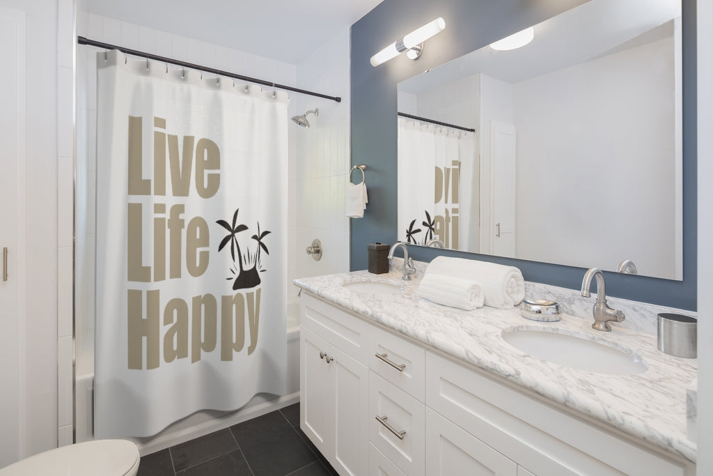 Live Life Happy Shower Curtains